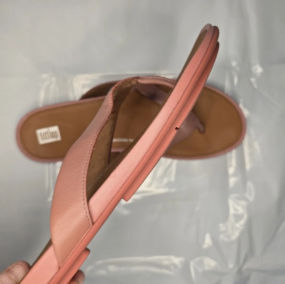 FitFlop | Gracie Leather Flip-Flop With Dynamicush Technology In Warm Rose NWOT! - Picture 9 of 13